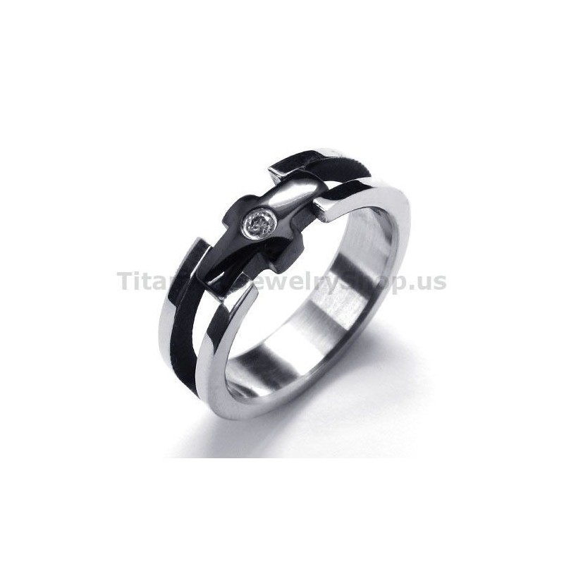 Cross Titanium Ring With Diamond Cross Titanium Ring With Diamond