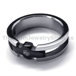Cross Titanium Ring With Diamond