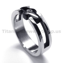 Cross Titanium Ring With Diamond