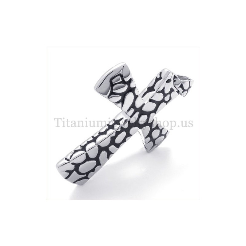 Silver Scree Pattern Titanium Cross Pendant Silver Scree Pattern Titanium Cross Pendant
