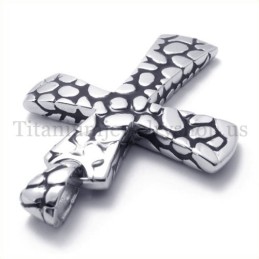 Silver Scree Pattern Titanium Cross Pendant