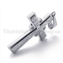 Fashion With Diamond Two Layers Titanium Cross Pendant