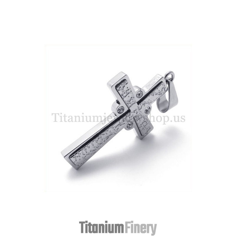 Fashion With Diamond Two Layers Titanium Cross Pendant Fashion With Diamond Two Layers Titanium Cross Pendant