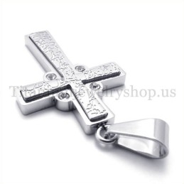 Fashion With Diamond Two Layers Titanium Cross Pendant