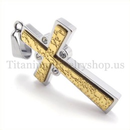 Gold Two Layers With Diamond Fashion Titanium Cross Pendant