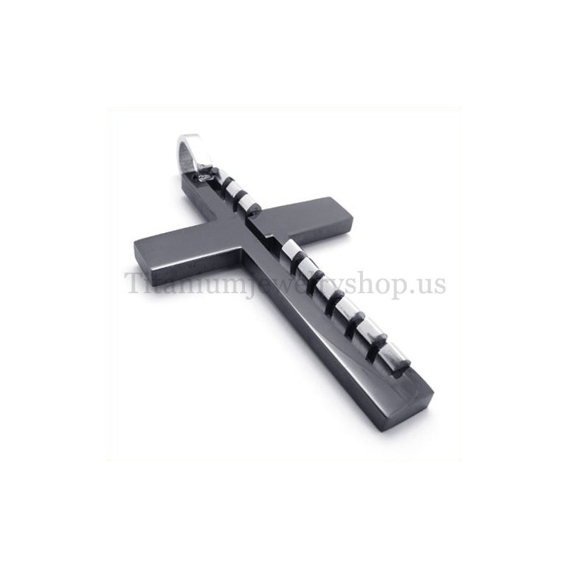 Black Mens Fashion Titanium Cross Pendant