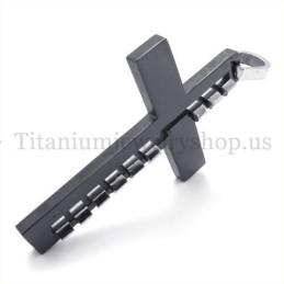 Black Mens Fashion Titanium Cross Pendant