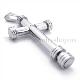 Silver Cylinder Fashion Titanium Cross Pendant