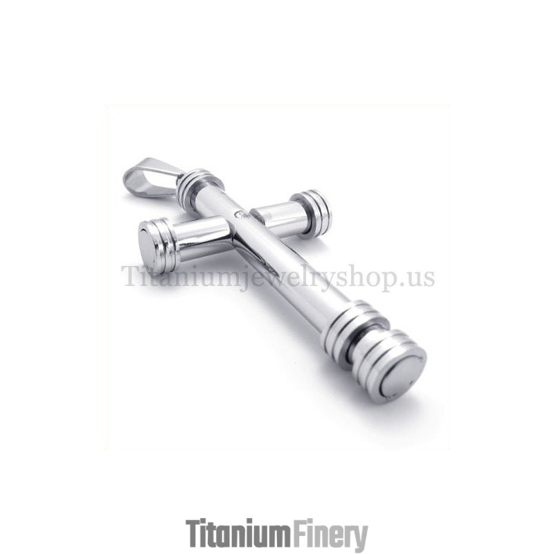 Silver Cylinder Fashion Titanium Cross Pendant Silver Cylinder Fashion Titanium Cross Pendant
