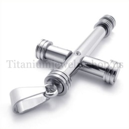 Silver Cylinder Fashion Titanium Cross Pendant