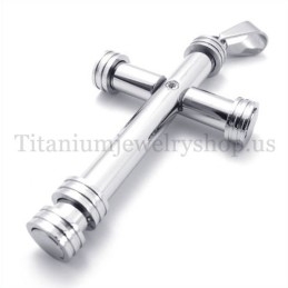 Silver Cylinder Fashion Titanium Cross Pendant