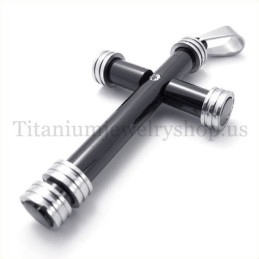 Fashion Black Cylinder Titanium Cross Pendant