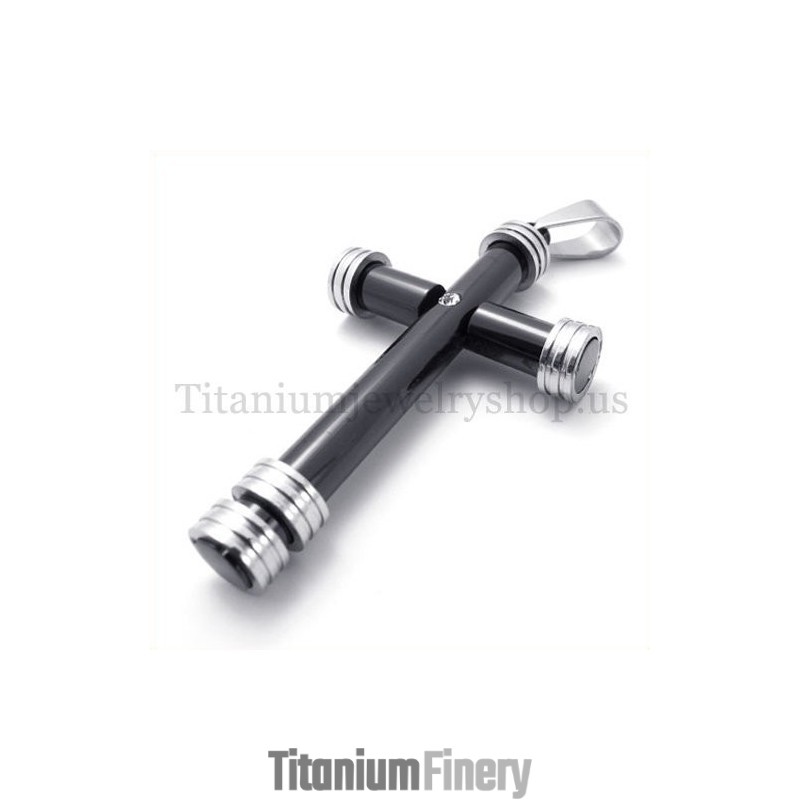 Fashion Black Cylinder Titanium Cross Pendant Fashion Black Cylinder Titanium Cross Pendant