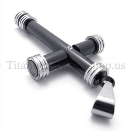 Fashion Black Cylinder Titanium Cross Pendant