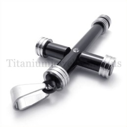 Fashion Black Cylinder Titanium Cross Pendant