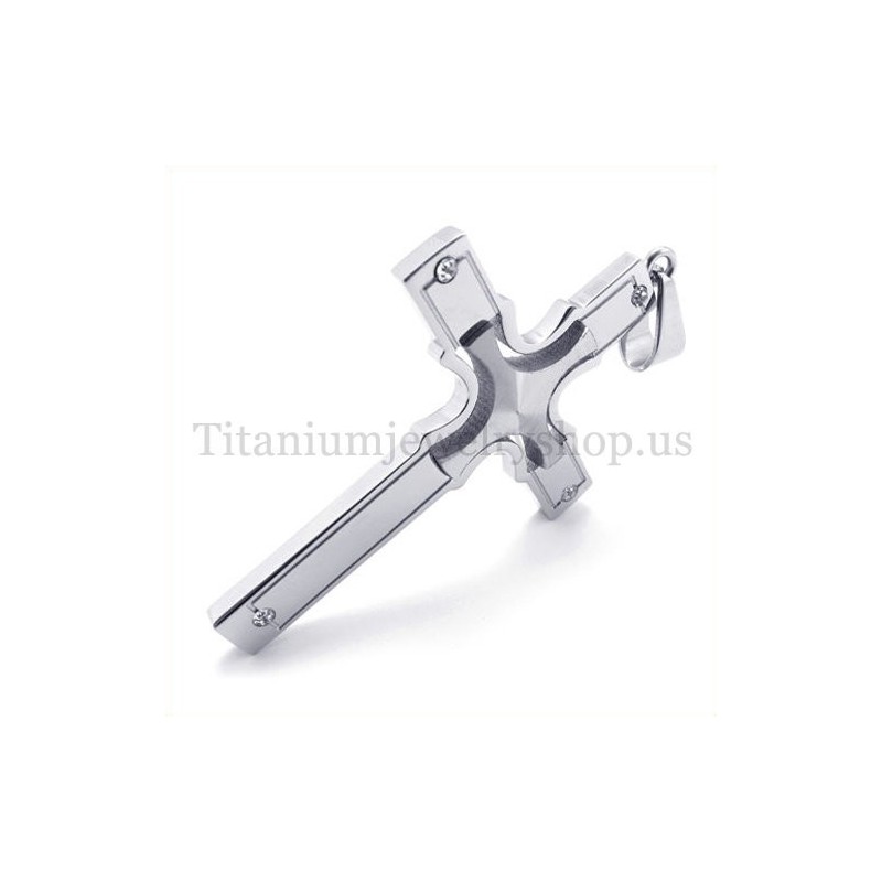 Fashion Silver Embedded Small Cross With Diamond Titanium Cross Pendant Fashion Silver Embedded Small Cross With Diamond Titanium Cross Pendant