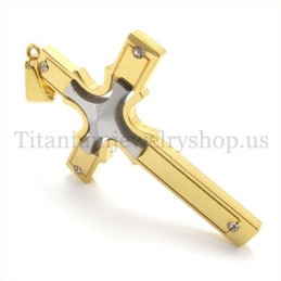 Embedded Silver Small Cross Gold Fashion Titanium Cross Pendant