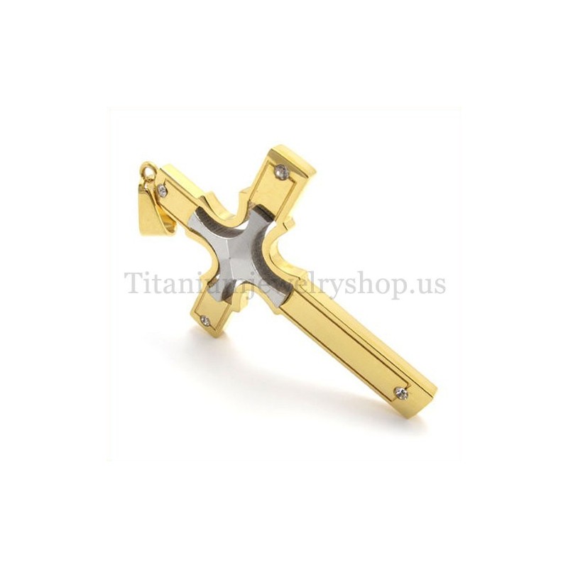 Embedded Silver Small Cross Gold Fashion Titanium Cross Pendant Embedded Silver Small Cross Gold Fashion Titanium Cross Pendant
