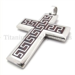 Coffee Fashion Men Titanium Cross Pendant