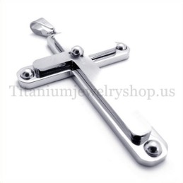 Two Layers With Diamond Fashion Titanium Cross Pendant