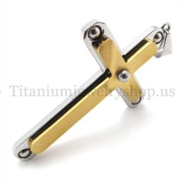 Fashion With Diamond Two Layers Titanium Cross Pendant