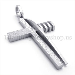 Pure Silver Asymmetric Shape Fashion Men Titanium Cross Pendant