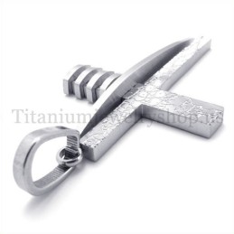 Pure Silver Asymmetric Shape Fashion Men Titanium Cross Pendant