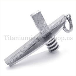 Pure Silver Asymmetric Shape Fashion Men Titanium Cross Pendant