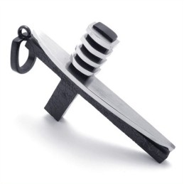 Black And Silver Asymmetric Shape Fashion Men Titanium Cross Pendant