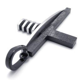 Black And Silver Asymmetric Shape Fashion Men Titanium Cross Pendant