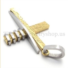 Gold And Silver Asymmetric Shape Fashion Men Titanium Cross Pendant