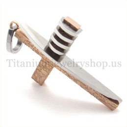 Coffee Gold Asymmetric Shape Fashion Men Titanium Cross Pendant