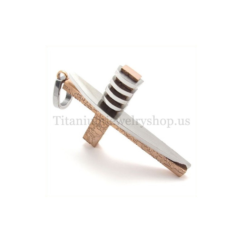Coffee Gold Asymmetric Shape Fashion Men Titanium Cross Pendant Coffee Gold Asymmetric Shape Fashion Men Titanium Cross Pendant