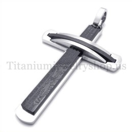 Fashion Two Layers Black Titanium Cross Pendant