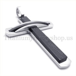 Fashion Two Layers Black Titanium Cross Pendant