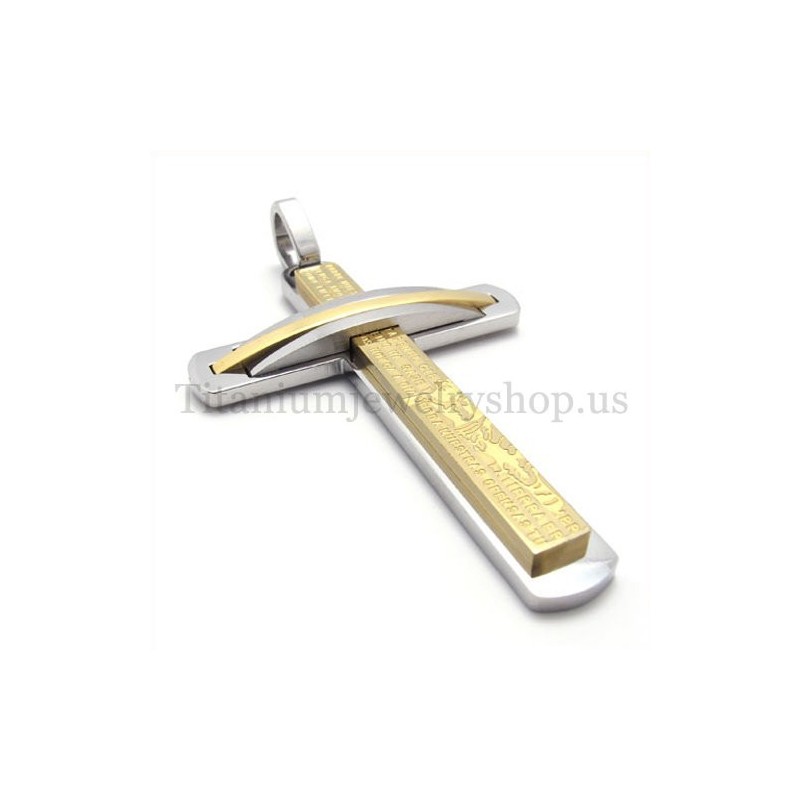 Two Layers Gold Fashion Titanium Cross Pendant