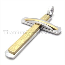 Two Layers Gold Fashion Titanium Cross Pendant