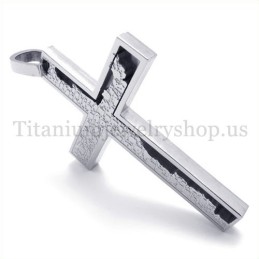 Incomplete Fill Silver Quadrate Titanium Cross Pendant