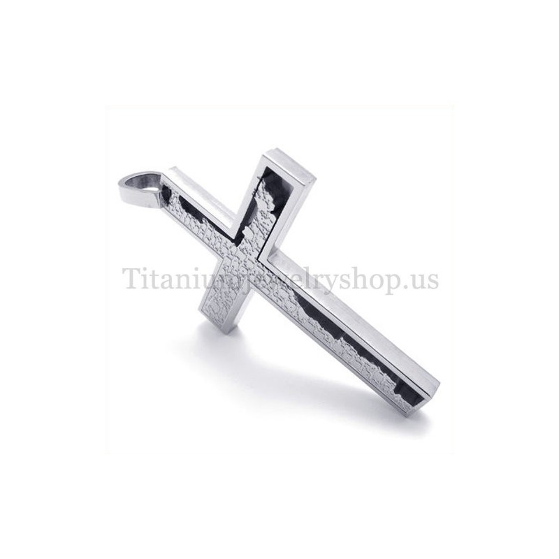 Incomplete Fill Silver Quadrate Titanium Cross Pendant Incomplete Fill Silver Quadrate Titanium Cross Pendant