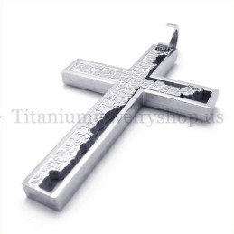 Incomplete Fill Silver Quadrate Titanium Cross Pendant