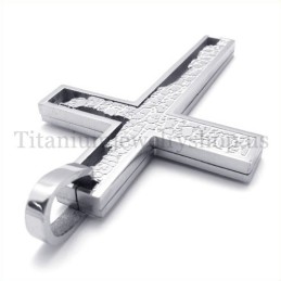 Incomplete Fill Silver Quadrate Titanium Cross Pendant