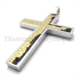 Gold Incomplete Fill Quadrate Titanium Cross Pendant