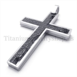 Black Incomplete Fill Quadrate Titanium Cross Pendant