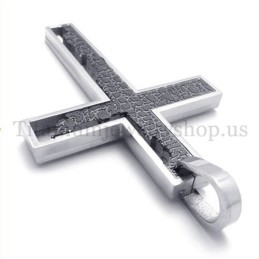 Black Incomplete Fill Quadrate Titanium Cross Pendant