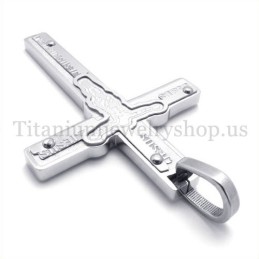 Carved Jesus Titanium Cross Pendant