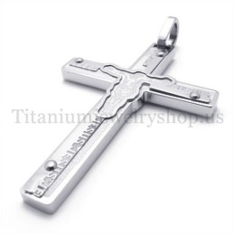 Carved Jesus Titanium Cross Pendant