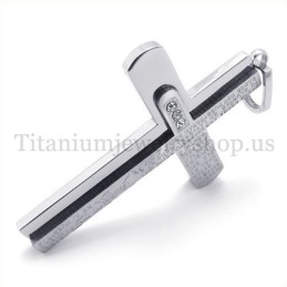 Two Layers With Diamond Bible Titanium Cross Pendant