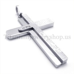Two Layers With Diamond Bible Titanium Cross Pendant