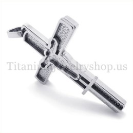 Carved Jesus Pattern Titanium Cross Pendant