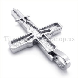Carved Jesus Pattern Titanium Cross Pendant